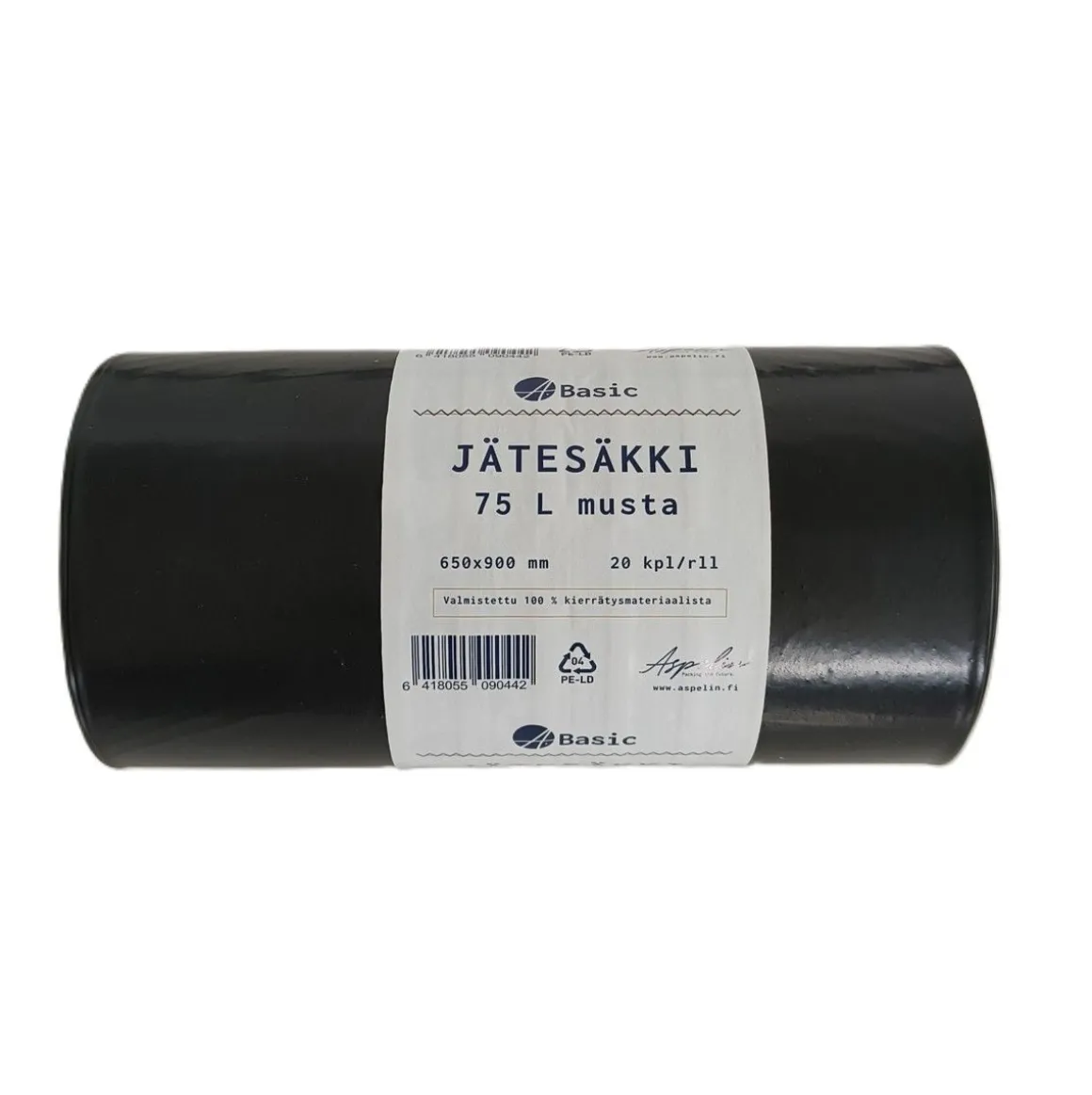 A.BASIC JÄTESÄKKI 75 L MUSTA 650X900 MM 20 KPL