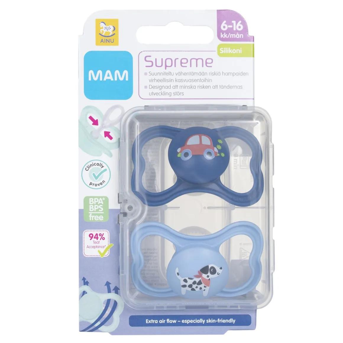 AINU MAM SUPREME 6-16KK SILIKONI TUTTI 2 KPL