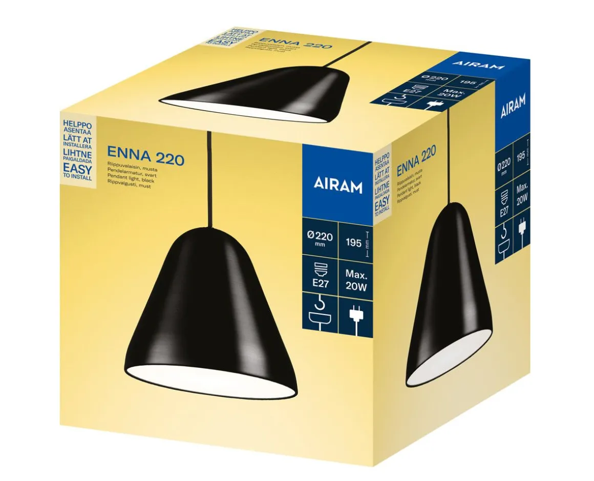 AIRAM ENNA 220 RIIPPUVALAISIN, E27 MUSTA