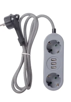 AIRAM JATKOJOHTO 2-OS 3XUSB 1,5M HARMAA