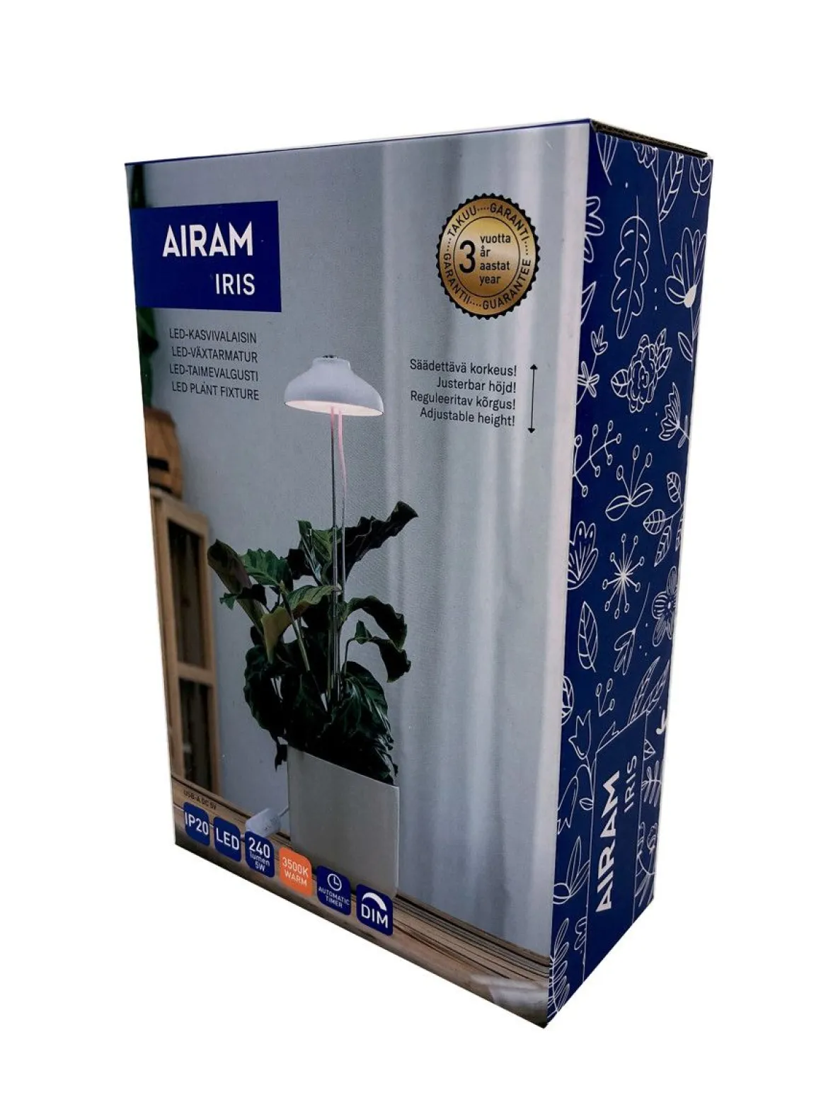 AIRAM KASVIVALAISIN IRIS IP20 5W 240LM VALKOINEN