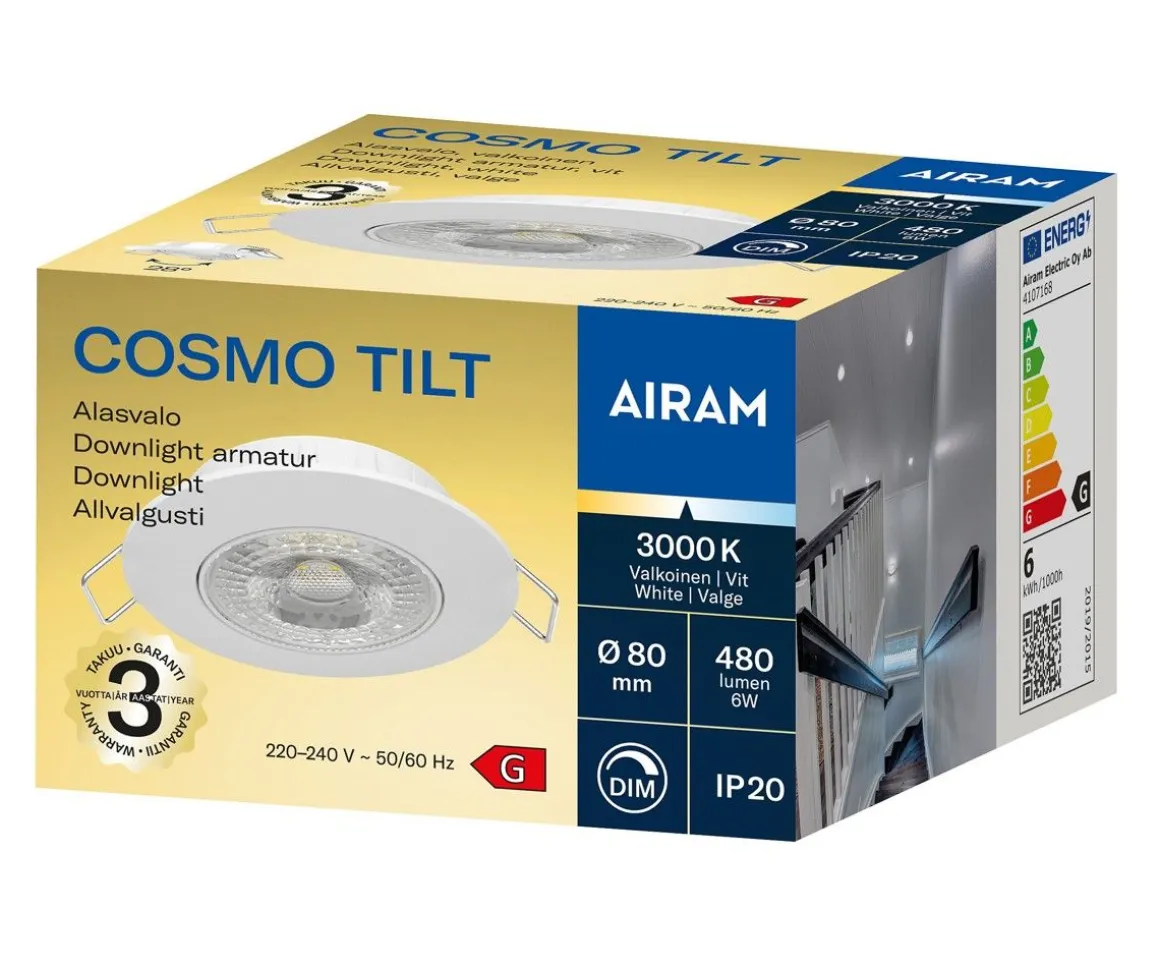AIRAM LED ALASVALO COSMO, VALKOINEN, 5,8W 480LM 3000K 25 000H