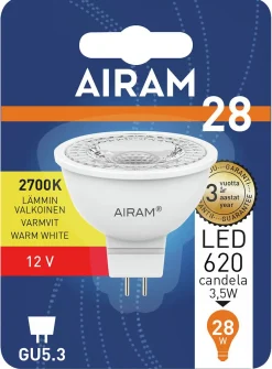 AIRAM LED KOHDELAMPPU 3W MR16-12V 250LM/600 CD, 36D GU5.3 2700K