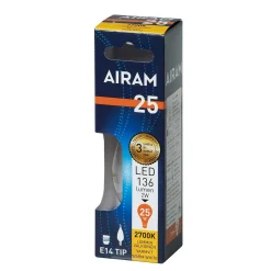 AIRAM LED KYNTTILÄLAMPPU KIRKAS PISARA 2,5W E14 FILAM. 250LM, 1