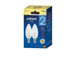 AIRAM LED KYNTTILÄLAMPPU OPAALI 4,9W E14 470 LM, 15 000H 2 KPL