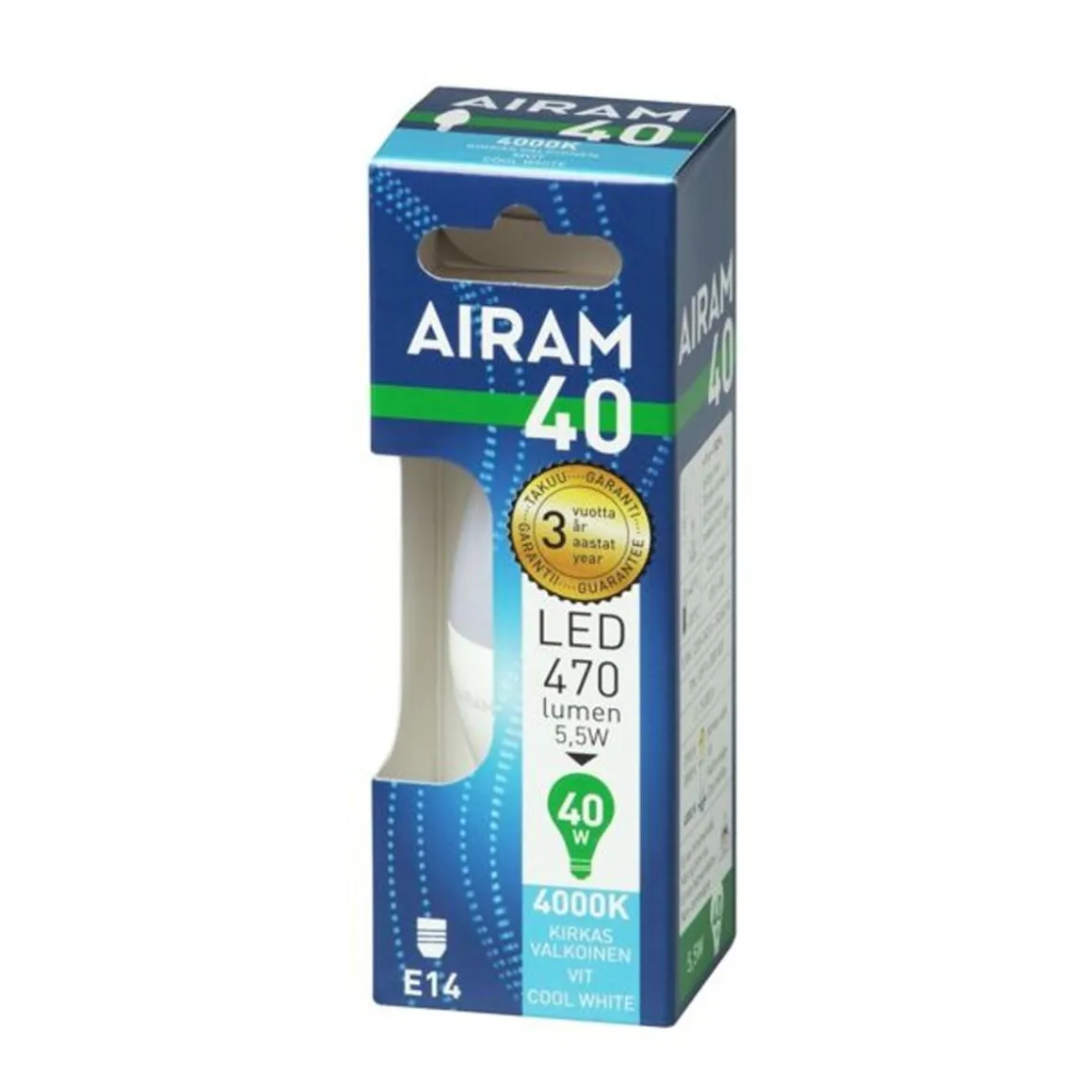 AIRAM LED KYNTTILÄLAMPPU OPAALI 4,9W E27 500LM, 15 000H, 4000K