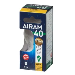 AIRAM LED MAINOSLAMPPU KIRKAS 4,5W E14 470LM, HIMMENETTÄVÄ, 15 000H