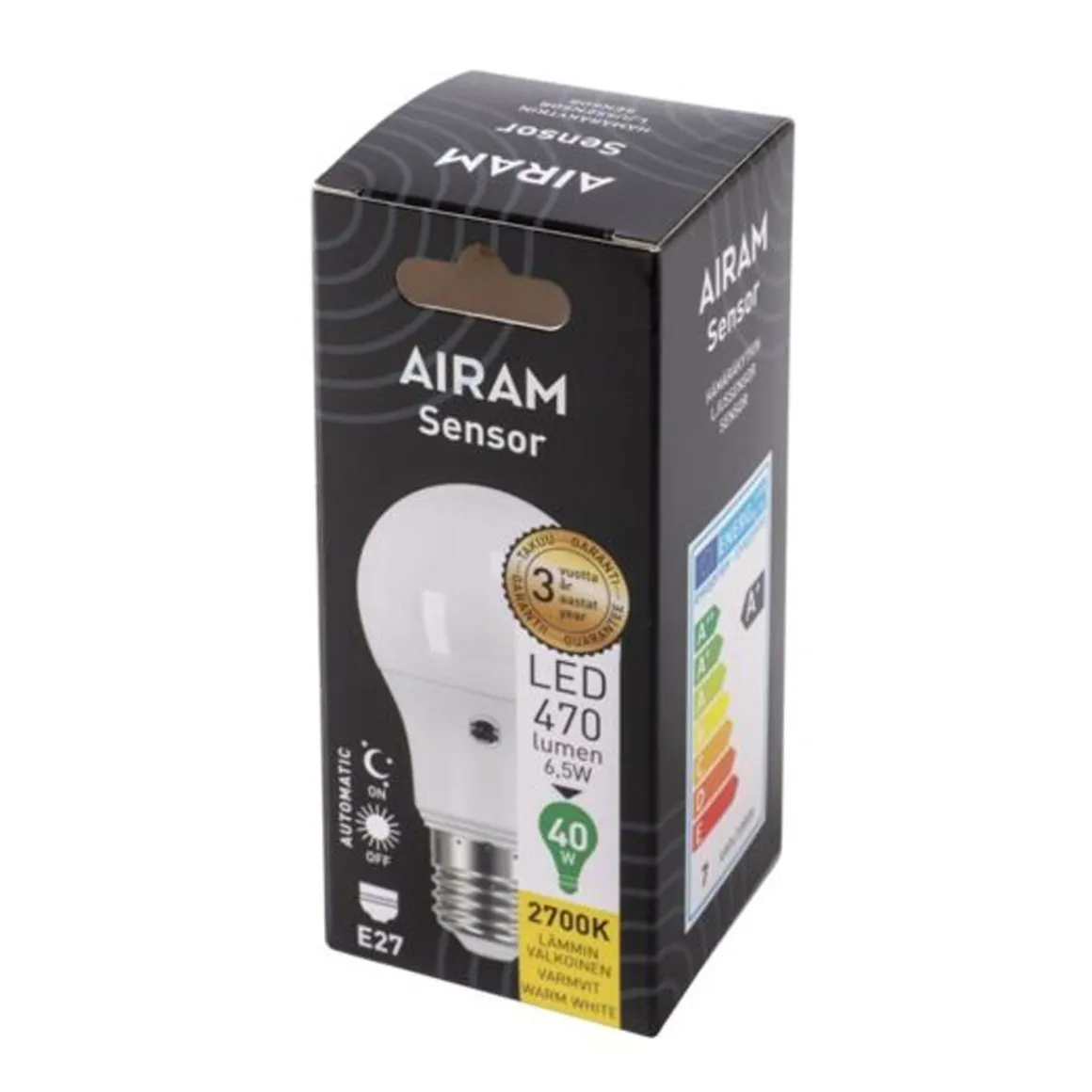 AIRAM LED SENSOR VAKIOLAMPPU 4,9W E27 470 LM 25 000H
