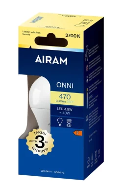 AIRAM LED VAKIOLAMPPU OPAALI 4,9W E27 470 LM, 15 000H