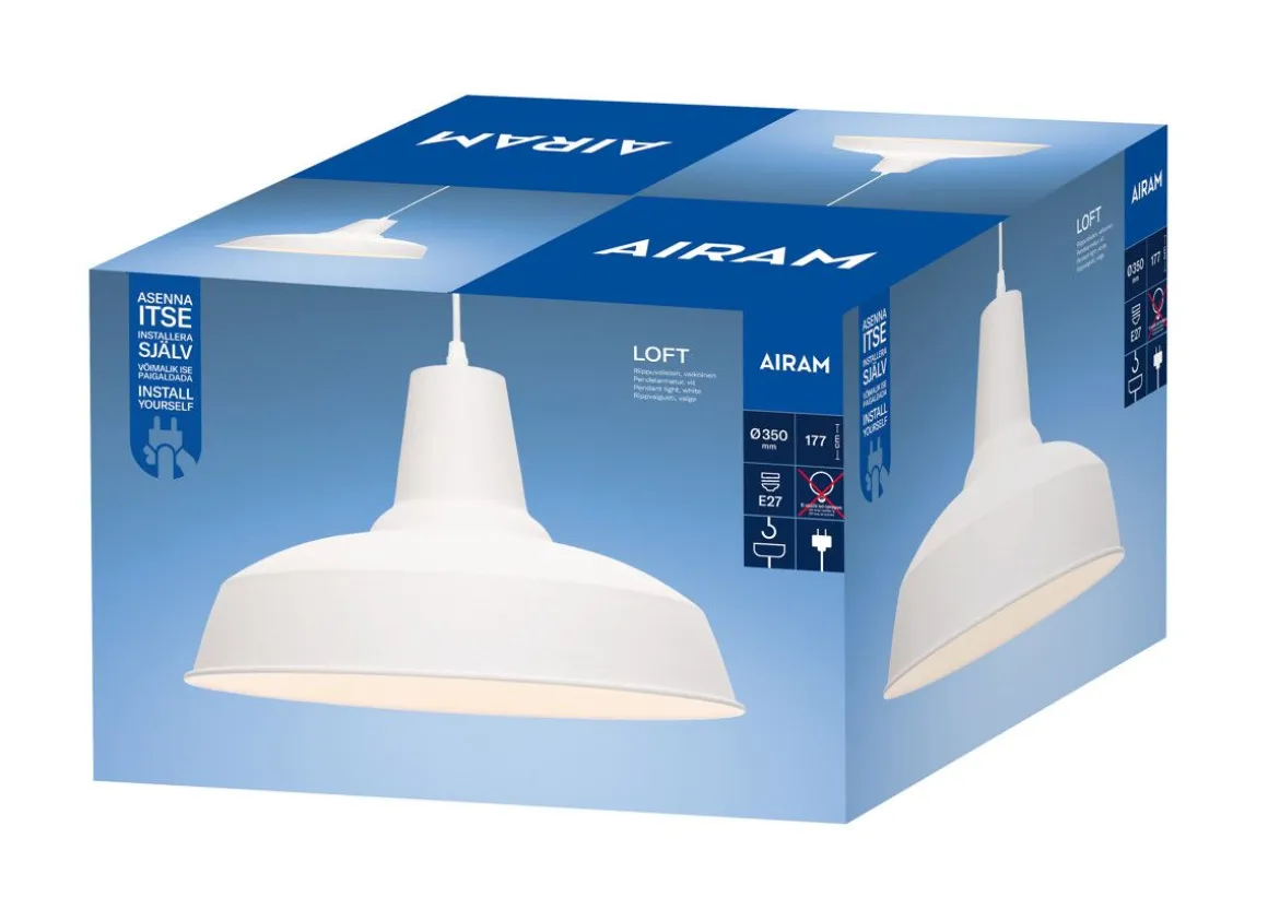 AIRAM LOFT35 RIIPPUVALAISIN E27 MAX 60W, VALKOINEN
