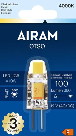 AIRAM OTSO PIENOISLAMPPU 1,2W G4 12V 4000K 100LM