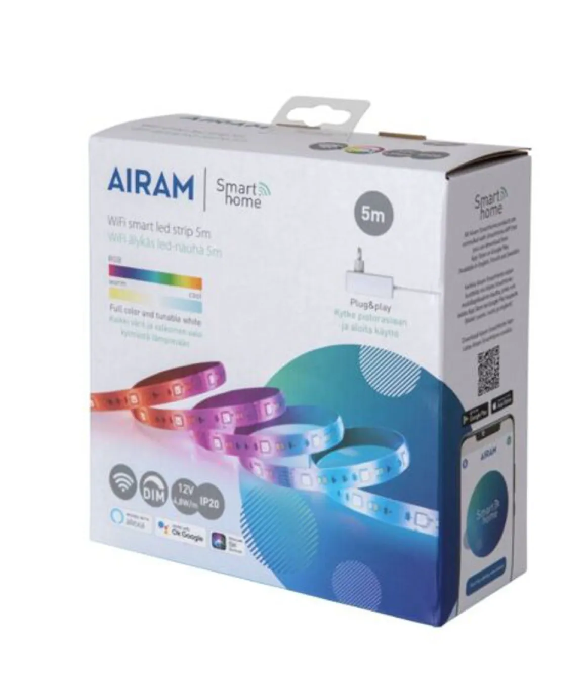 AIRAM SMART STRIP VALONAUHA 5M, 12V, RGB/TW 2700-6500K +ADAPTERI & CONTROLLER