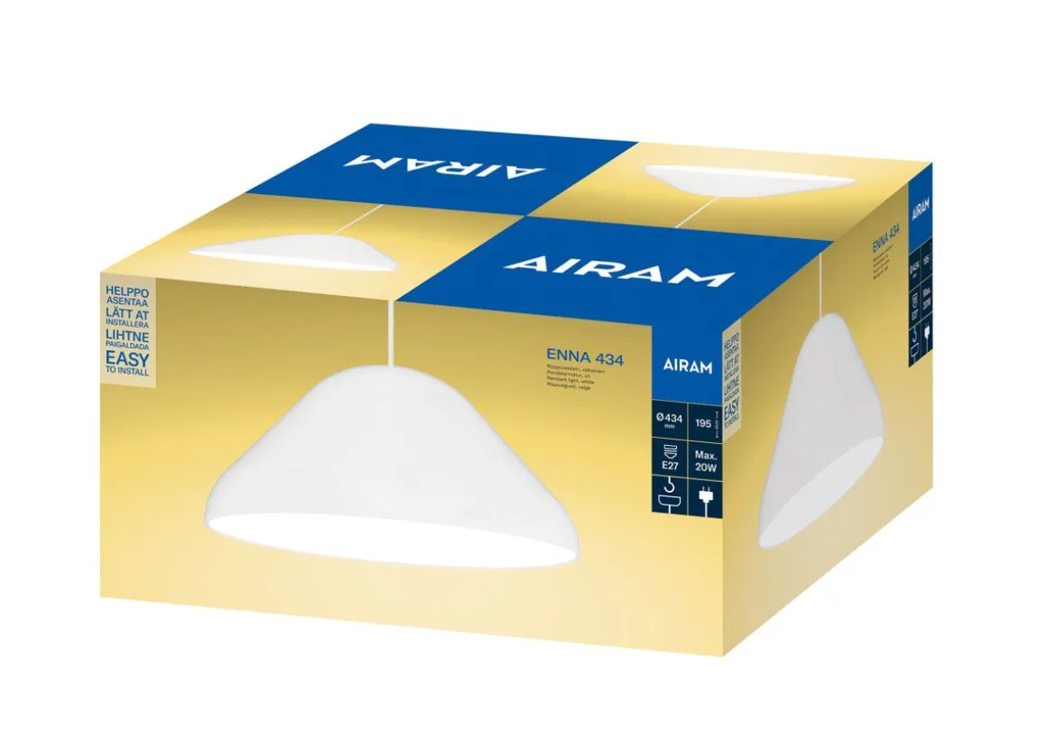 AIRAM ENNA 434 RIIPPUVALAISIN, E27 VALKOINEN
