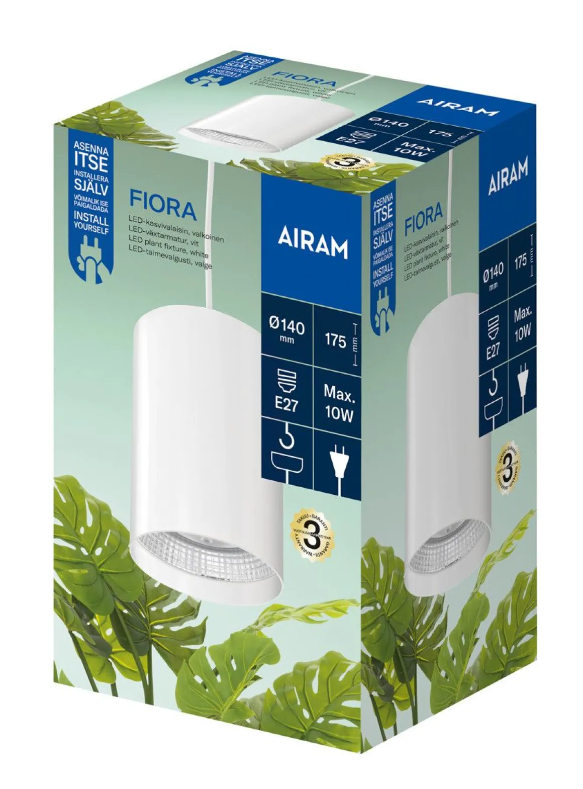 AIRAM FIORA KASVIVALAISIN VALKOINEN E27 10W 4000K
