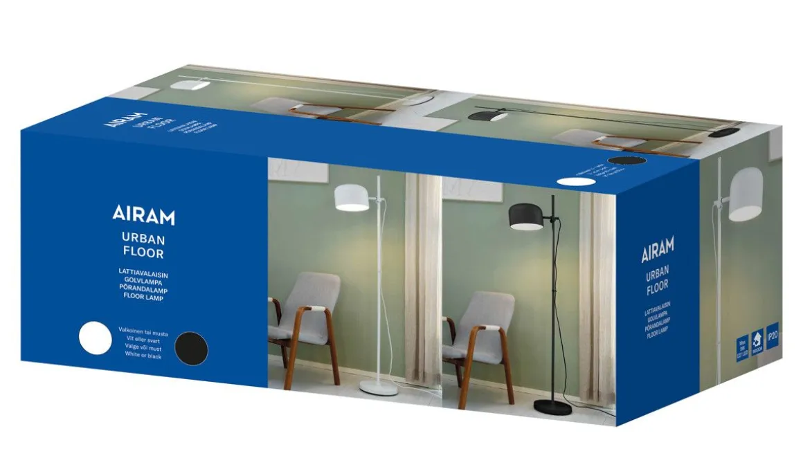 AIRAM LATTIAVALAISIN URBAN FLOOR E27 MUSTA