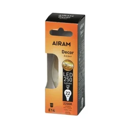 AIRAM LED AMBER ANTIIKKI KYNTTILÄLAMPPU 2,5W 2200K E14, 225LM 15 000H