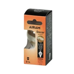 AIRAM LED AMBER ANTIIKKI MAINOSLAMPPU 2,5W 2200K KIRKAS E14, 250LM, 15 000H