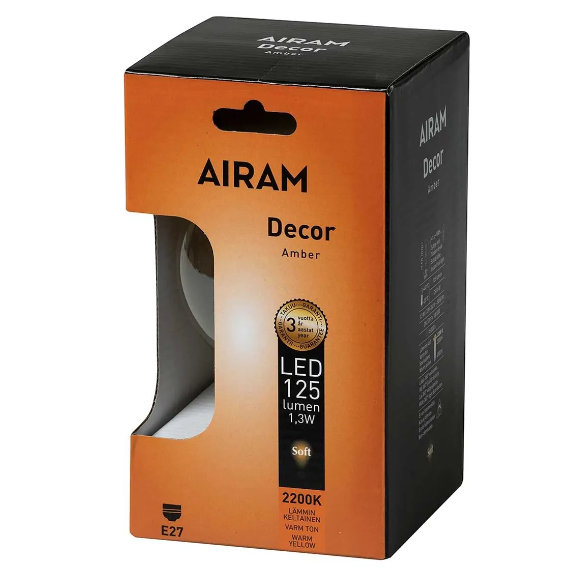 AIRAM LED AMBER GLOBE ANTIIKKI LAMPPU 1,3W POP-95 2200K E27, 125LM, 15,000H