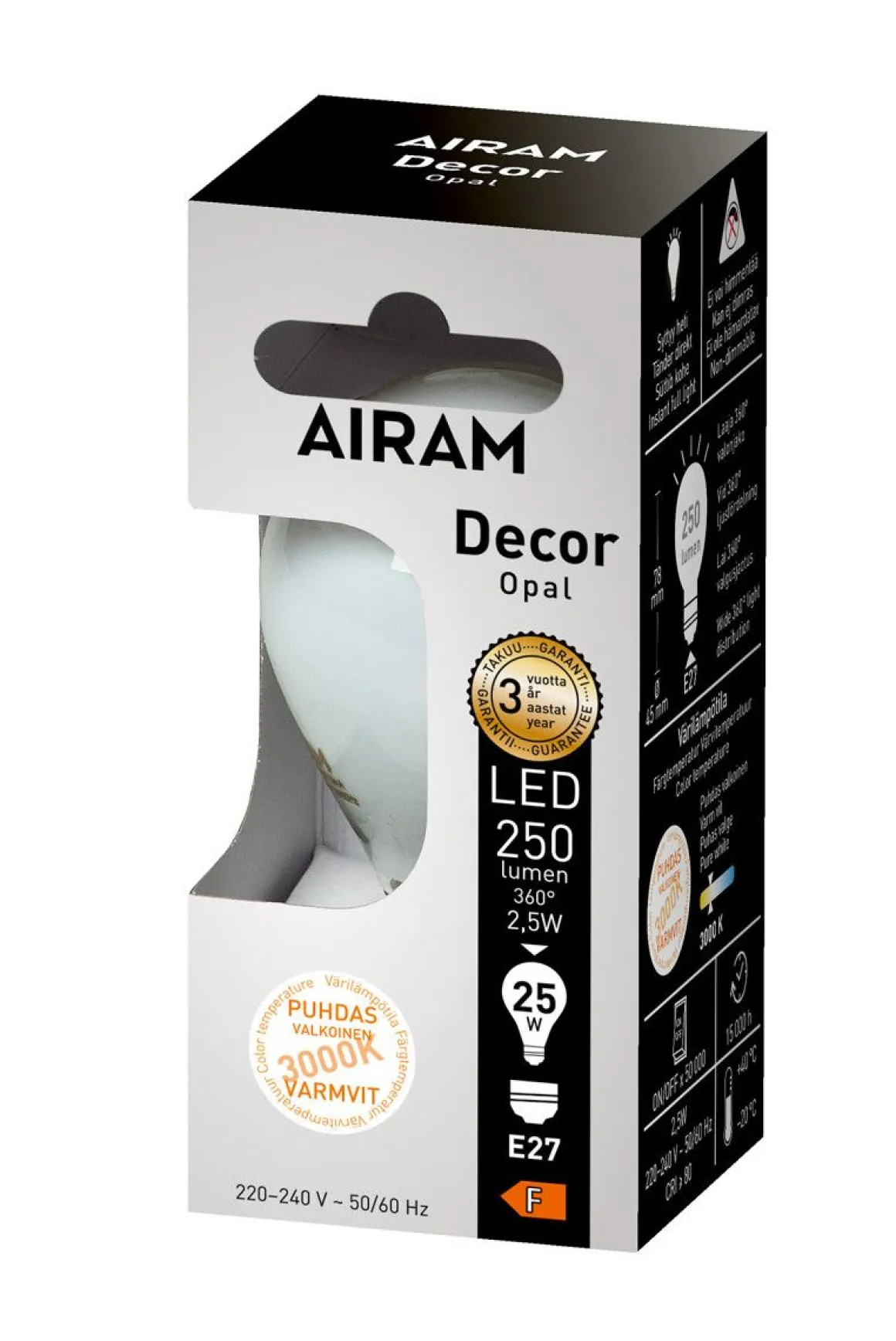 AIRAM LED DECOR KORISTELAMPPU OPAALI 2,5W E27 250LM