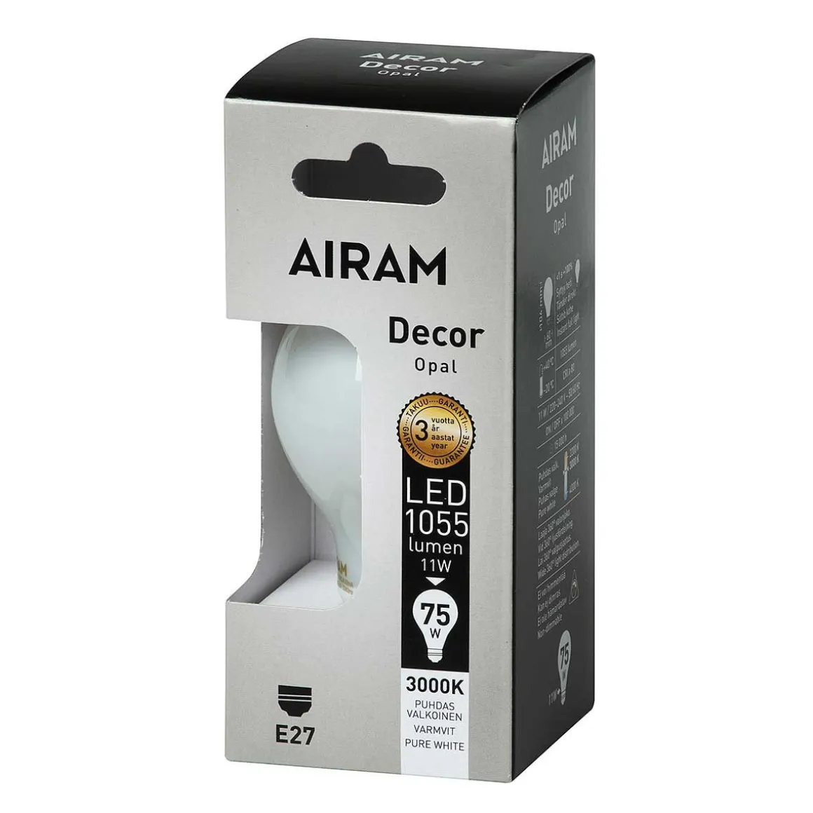AIRAM LED DECOR VAKIOLAMPPU OPAALI 8,5W E27 1055LM 360