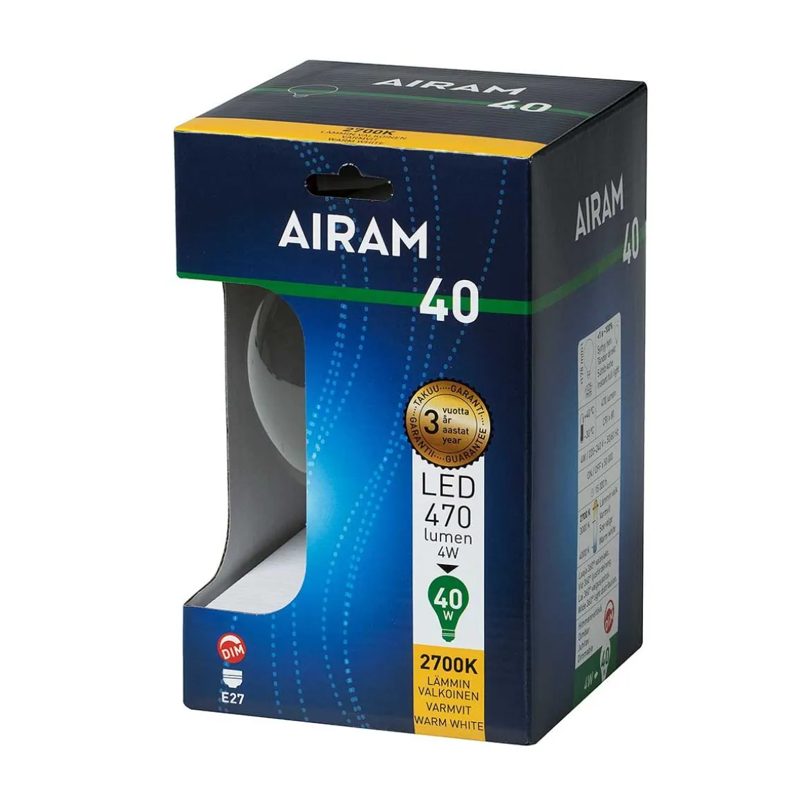 AIRAM LED GLOBE VAKIOLAMPPU KIRKAS 4,5W E27 POP-125 470LM, HIMM