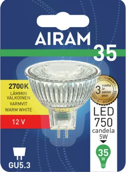 AIRAM LED KOHDELAMPPU MR16 4,5W GU5.3 (12V) 400LM/880CD