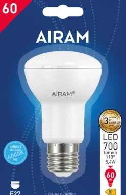 AIRAM LED KOHDELAMPPU OPAALI R63 5,4W E27 700LM/200CD 4000K 15000H