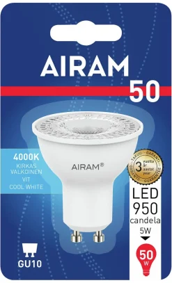 AIRAM LED KOHDELAMPPU PAR16 4,2W GU10, 4000K 36 380LM/ 950CD