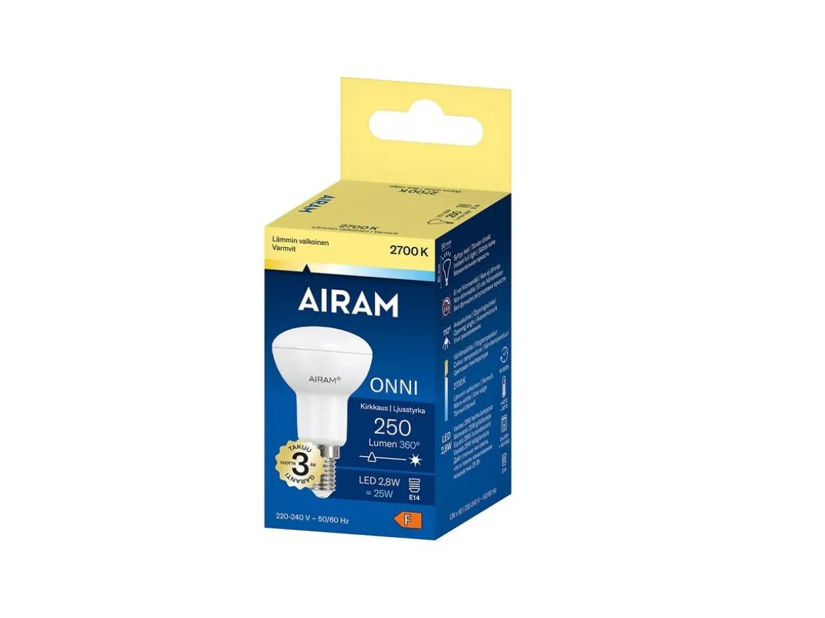 AIRAM LED KOHDELAMPPU 2,8W E14 R50, KULMA 110 250LM, 15 000H