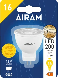 AIRAM LED KOHDELAMPPU 2,3W GU4 MR11 12V, 200 LM, 500 CD , 25 000H