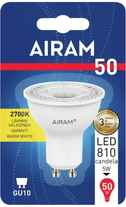 AIRAM LED KOHDELAMPPU 4,2W PAR16 36 GU10, 370LM/810CD, 2700K
