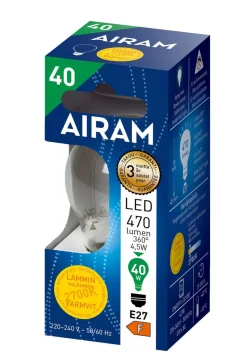 AIRAM LED KORISTELAMPPU KIRKAS 4,5W E27 FILAM. 470LM, 15 000H