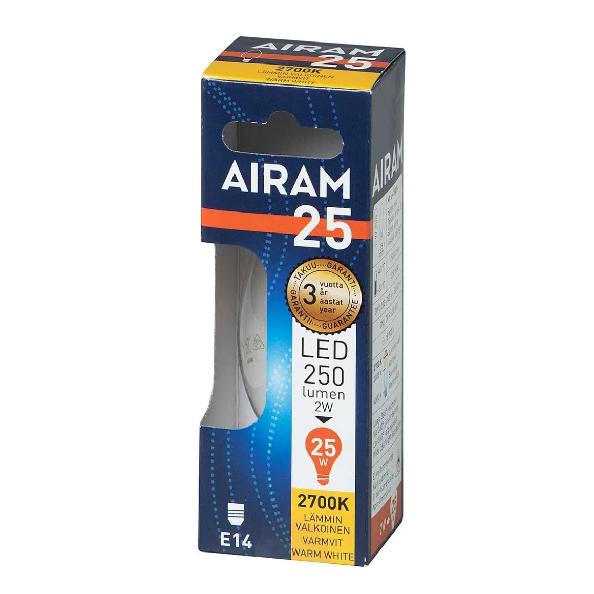 AIRAM LED KYNTTILÄLAMPPU KIRKAS 2,5W E14 FILAM. 250LM, 15 000H
