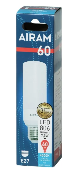 AIRAM LED LAMPPU 7W E27 TUBULAR 4000K 806 LM, 15 000H