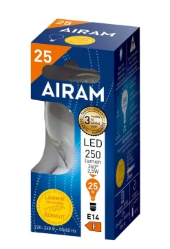 AIRAM LED MAINOSLAMPPU KIRKAS 2,5W E14 FILAM. 250LM, 15 000H