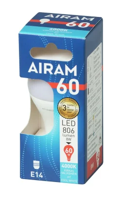 AIRAM LED MAINOSLAMPPU 7,2W 4000K E14 806LM, 15 000H