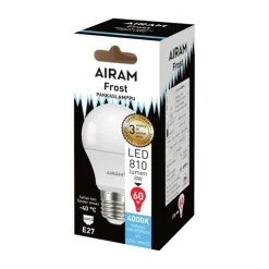 AIRAM LED PAKKASLAMPPU 8,5W E27 OPAALI, 4000K, 25 000H, 810 LM