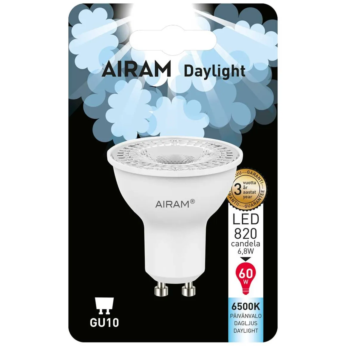 AIRAM LED PÄIVÄNVALOLAMPPU PAR16 4,5W GU10 495 LM/820CD, 15 000