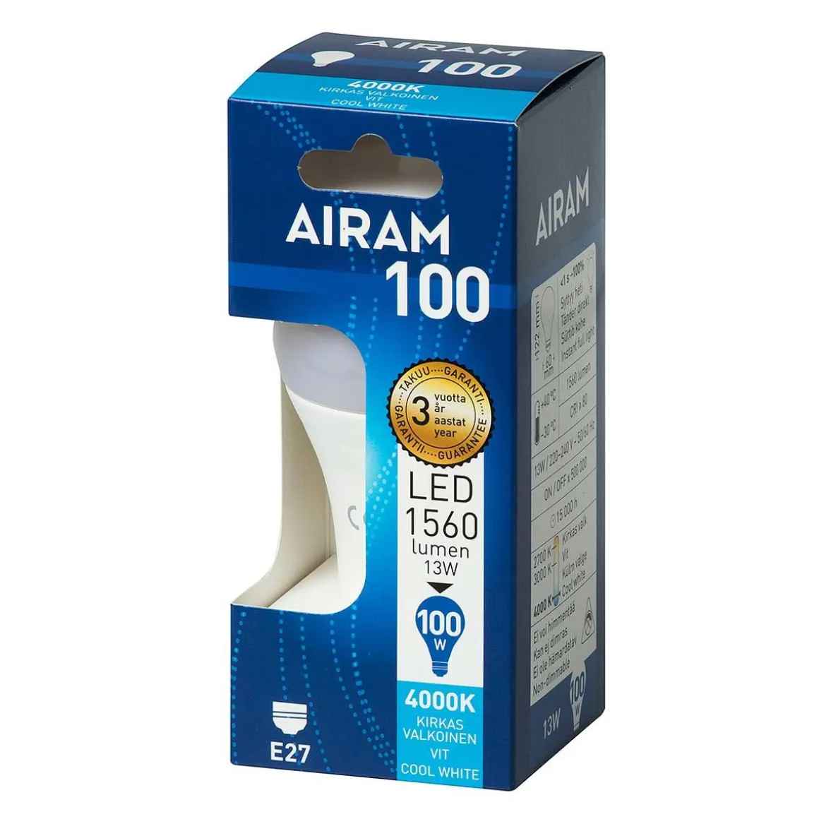 AIRAM LED VAKIOLAMPPU 13,5W E27 4000K 1560 LM, 15,000H