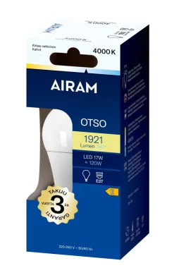 AIRAM LED VAKIOLAMPPU 17W E27 4000K 1921 LM, 15 000H