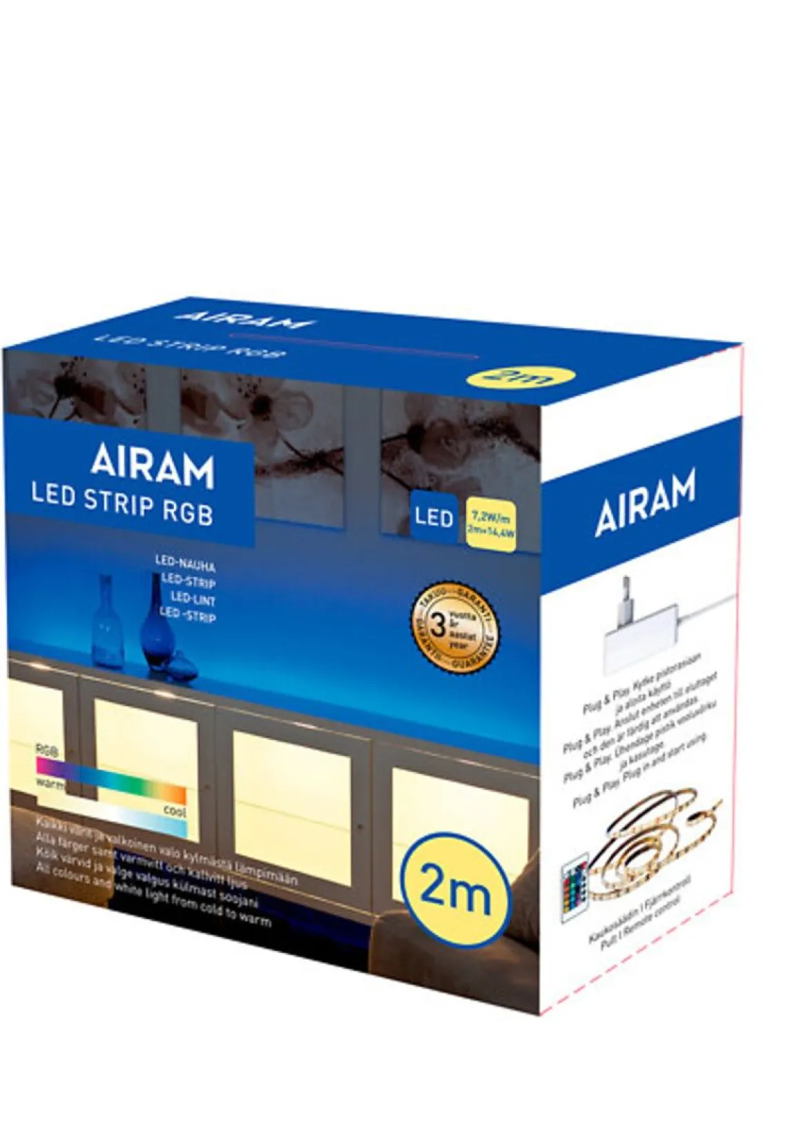 AIRAM LED VALONAUHA 24V IP20 7,2W/M RGB 2M