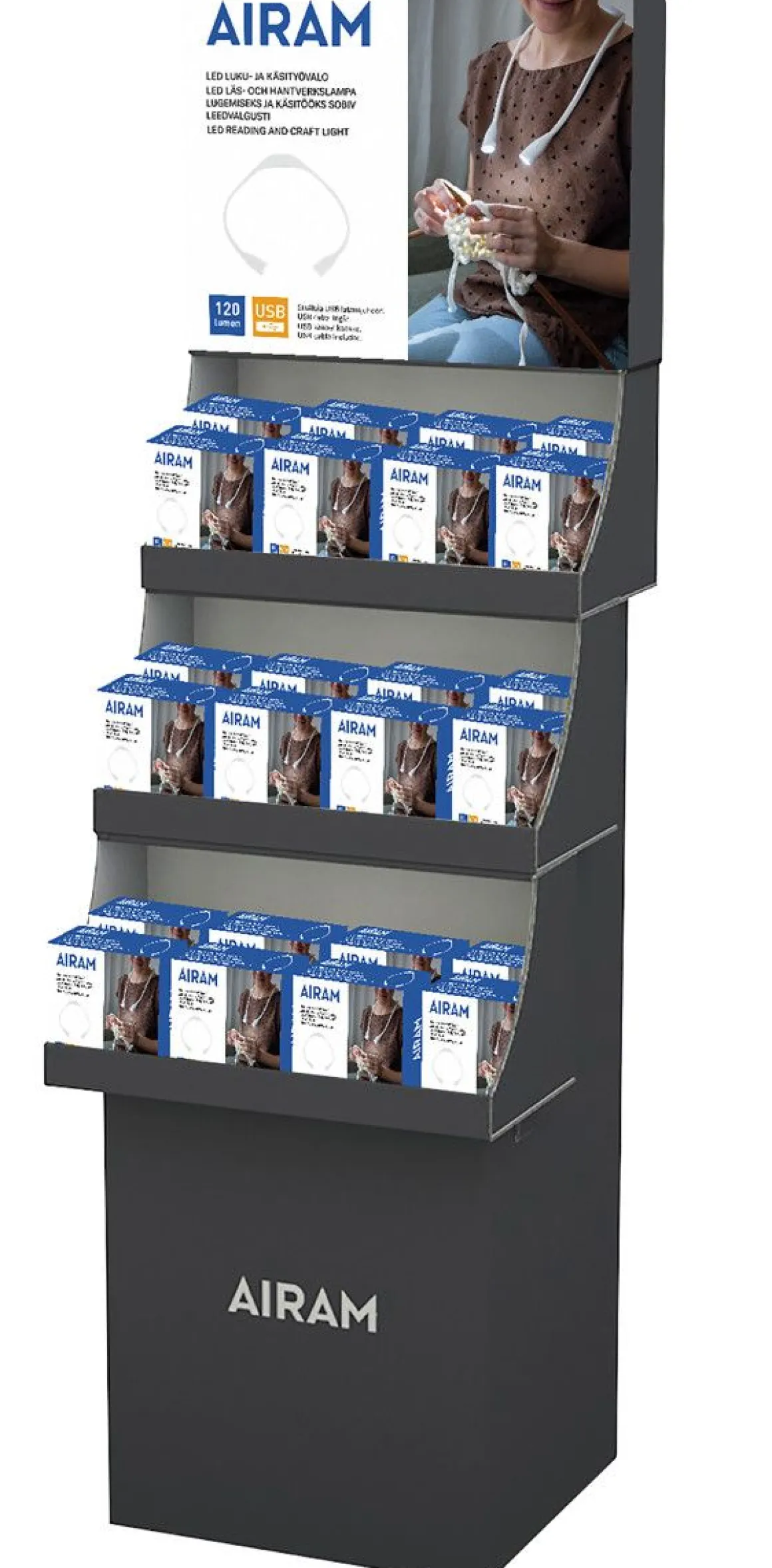 AIRAM LUKU- JA KÄSITYÖVALOTELINE DISPLAY (30 KPL 9471169)
