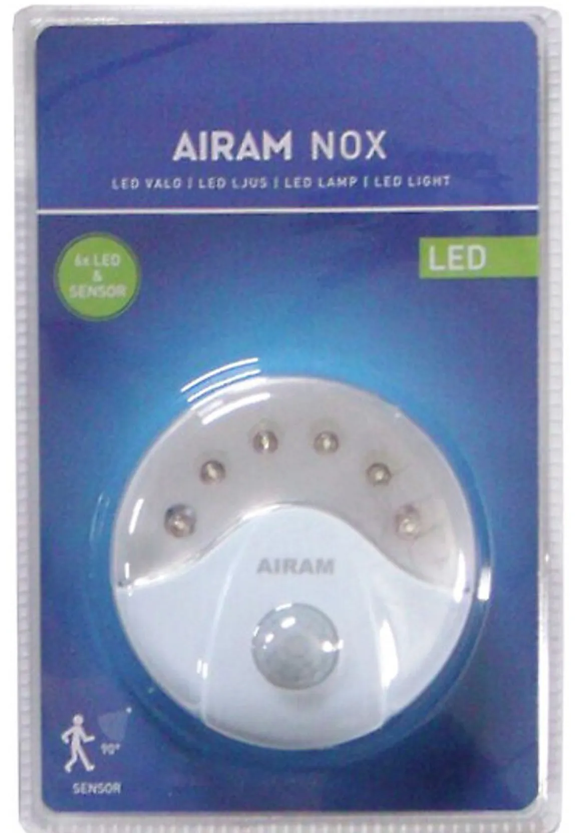 AIRAM NOX PARISTOVALAISIN LIIKETUNNISTIMELLA 6 LED, 3 X AA