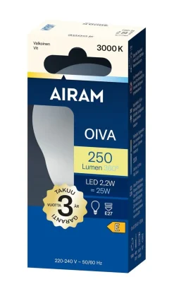 AIRAM OIVA LED PIENIKUPULAMPPU 2,2W E27 3000K 250LM 15 000H