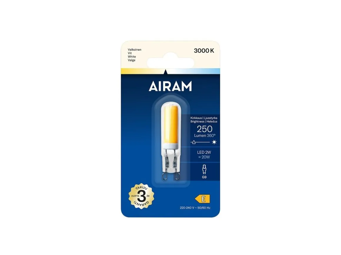 AIRAM OIVA PIENOISLAMPPU KIRKAS 2W G9 3000K 250LM
