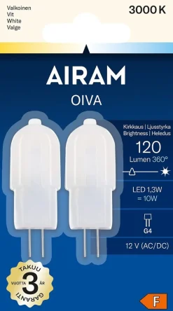 AIRAM OIVA PIENOISLAMPPU 1,3W G4 3000K 120LM 2KPL