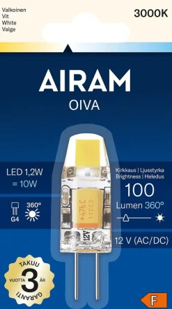 AIRAM OIVA PIENOISLAMPPU 1,2W G4 12V 3000K 100LM