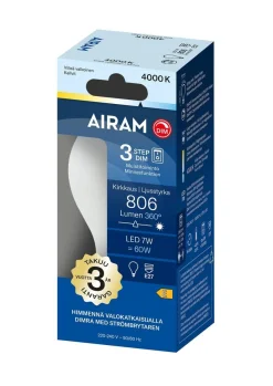 AIRAM OTSO LED 3-STEP VAKIOKUPULAMPPU 360° 7W E27 4000K DIM 806LM