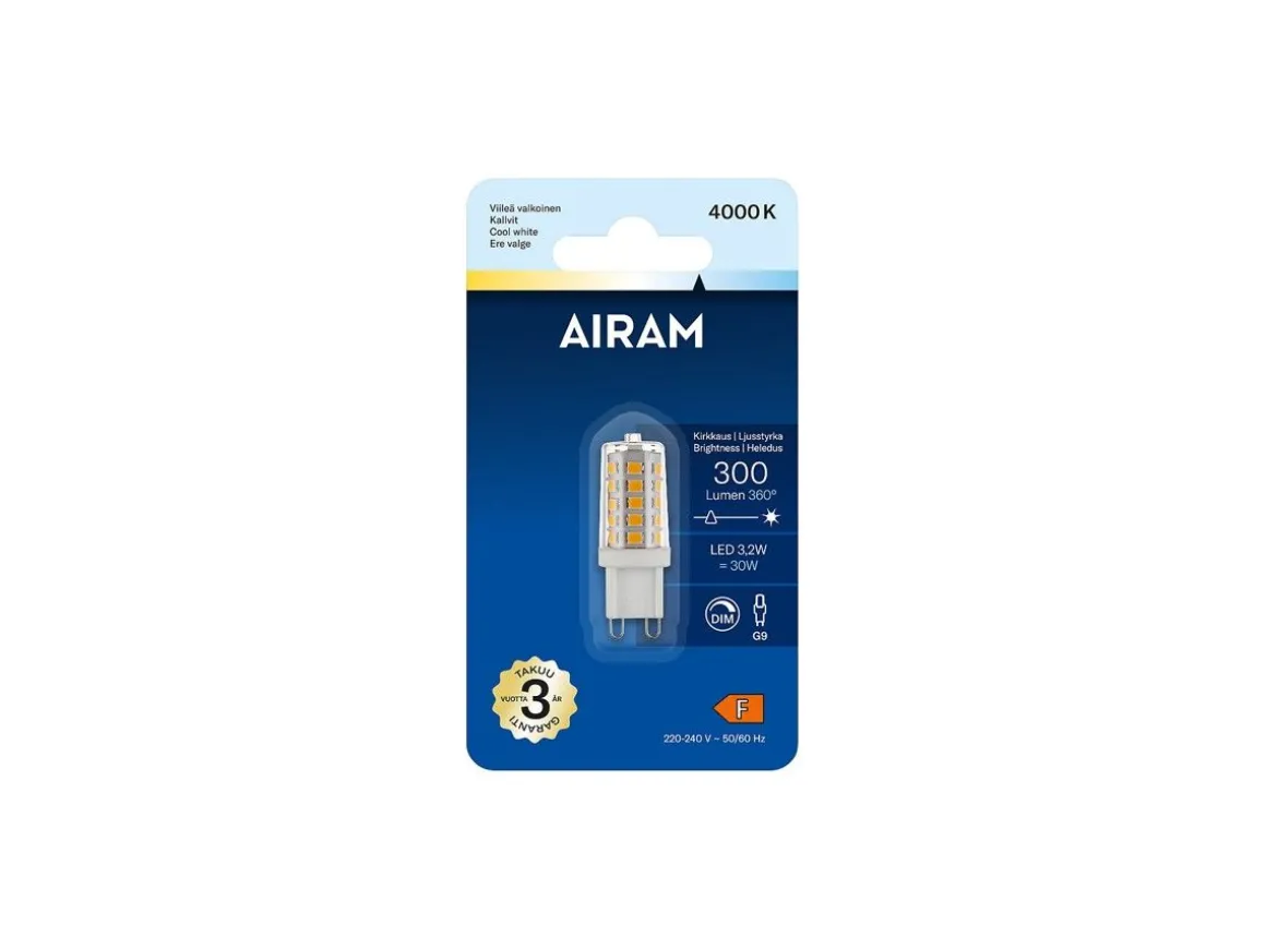 AIRAM OTSO PIENOISLAMPPU KIRKAS 3,2W G9 4000K 300LM HIMMENNYS