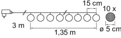AIRAM ROOSA NAUHA PITSIPALLO 10 LED 3 M